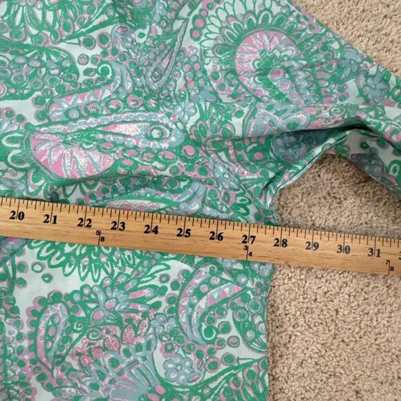 Charter Club Shirt Womens 24W Button Up Top Blouse Roll Sleeves Green Pink NWT - Picture 13 of 16